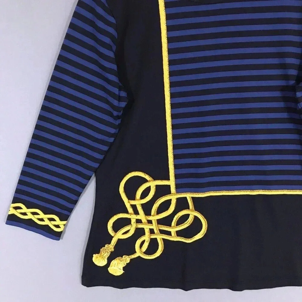 J McLaughlin Signature Tee Catalina Cloth Top Size Medium 3/4 Sleeve Nautical - Picture 6 of 15